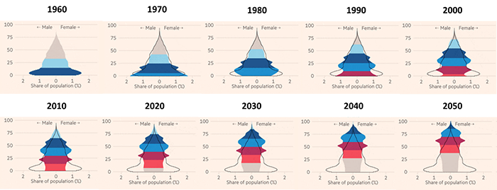 Graphique Pyramide des âges en Chine