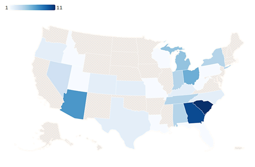 Les projets recensés à ce jour devraient créer 82 000 emplois dans les bassins industriels (Midwest, Sun Belt)